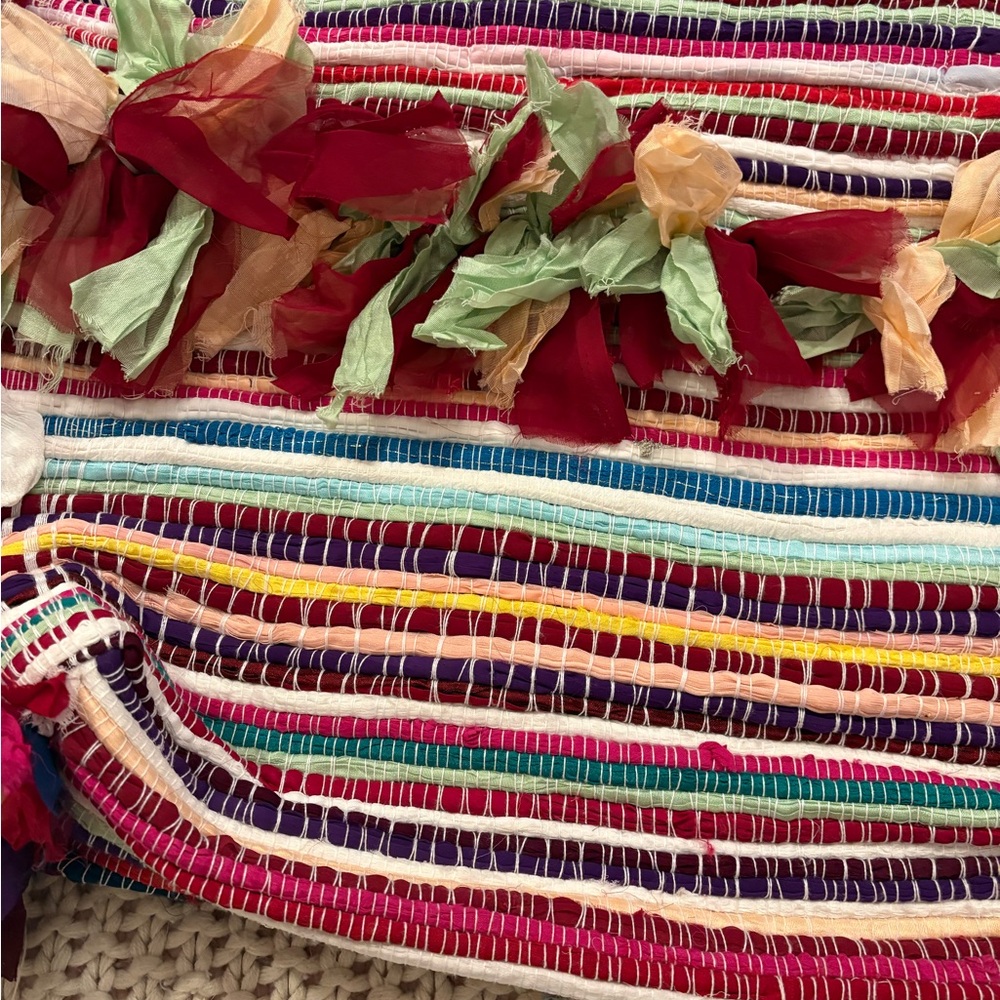 NWOT Raj Extra LargeMulticolor Striped Fringe Tote - Picture 5 of 12